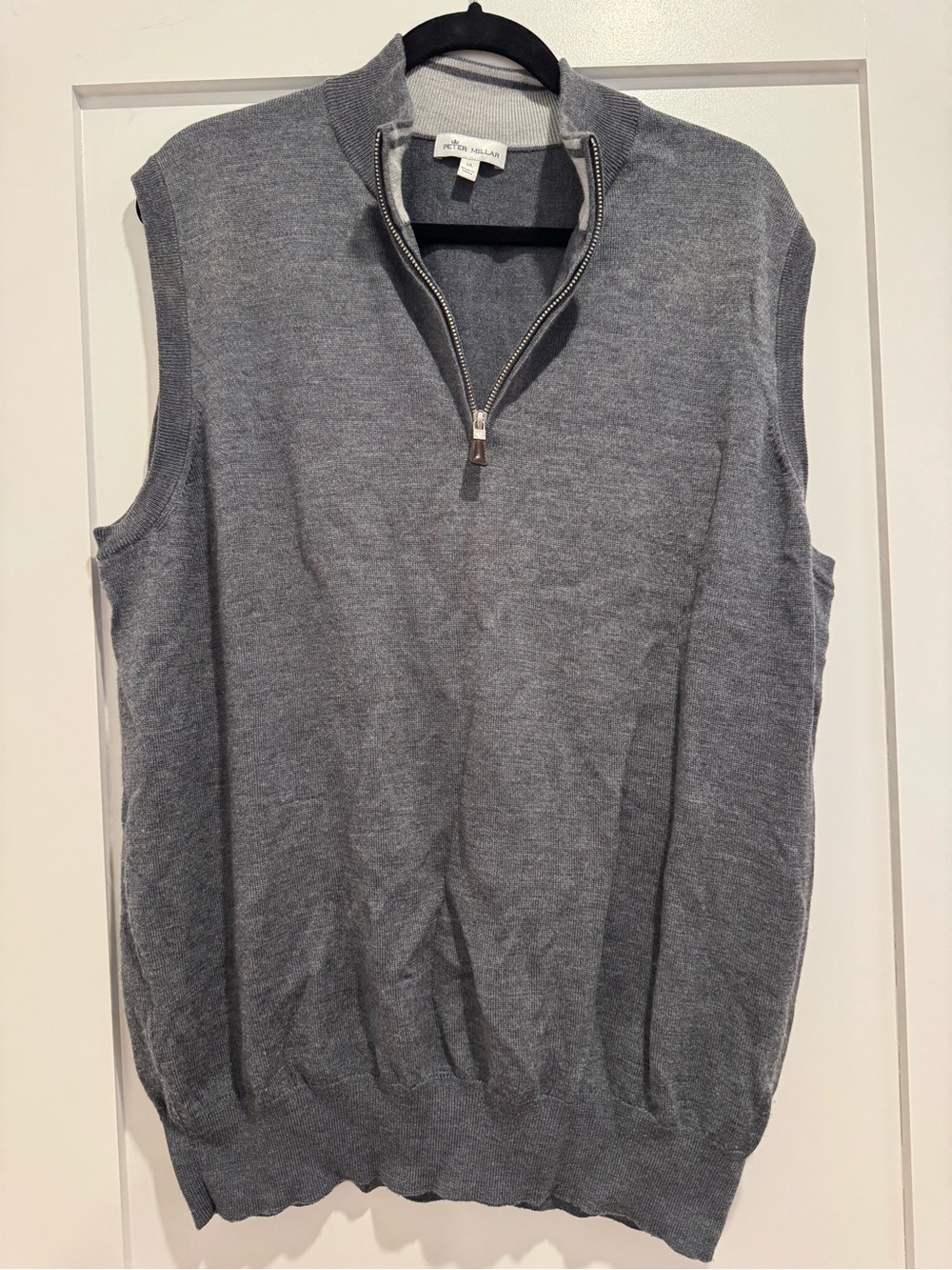 Peter Millar Men's Gray Half-Zip Wool Silk Blend Sweater Vest size XL